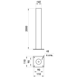 Опора металлическая ЭРА ОМ-2,0 для светильников НТУ черная h2000мм | Садово-парковые светильники