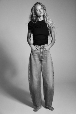 ZARA ДЖИНСЫ BARREL TRF С ВЫСОКОЙ ПОСАДКОЙ, СИНИЙ