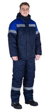 Костюм зимний "Байкит" с полукомбинезоном, т.синий/васильковый