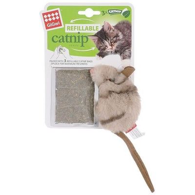 Игрушка для кошек GiGwi Мышка с кошачей мятой 10 см