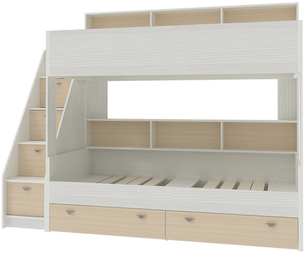 Двухъярусная кровать КарИВи Голден Кидс 10 Белое Дерево  Дуб Молочный