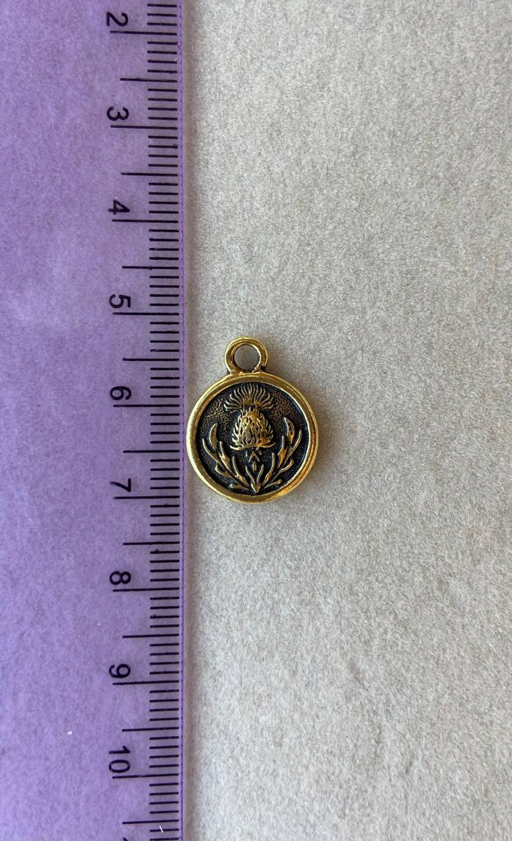 V624-з Подвеска "Чертополох", 18*14мм, позолочение с чернением