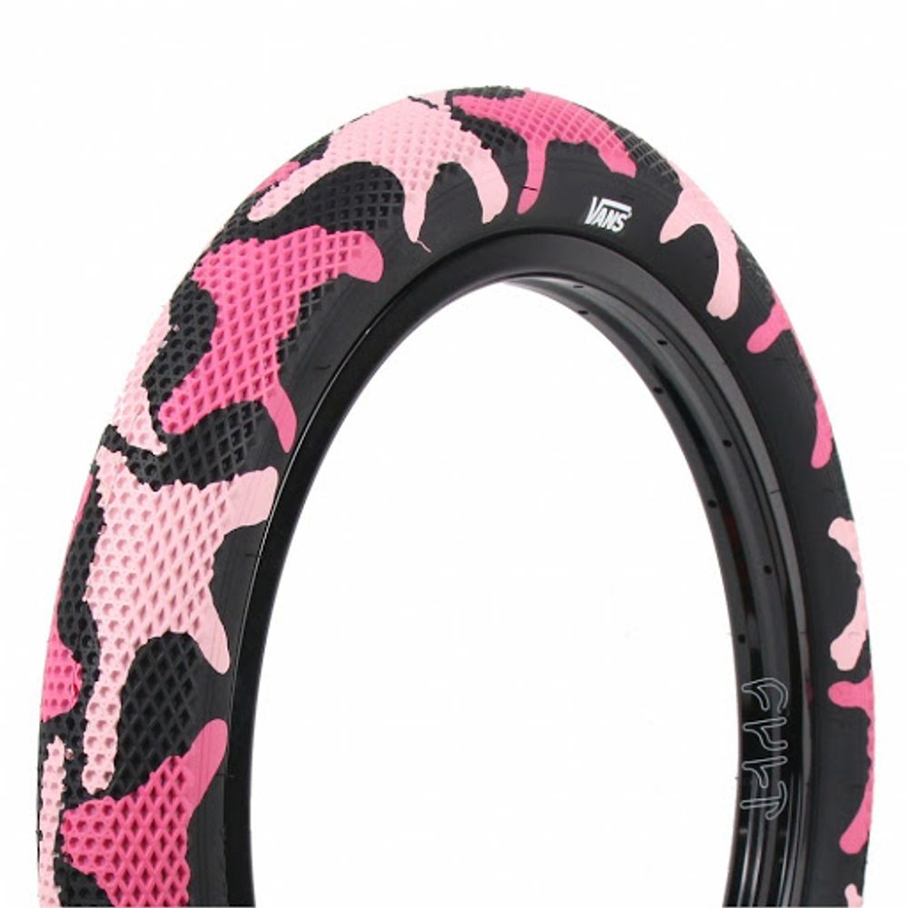 BMX Покрышка Cult x Vans Pink Camo сталь 2,40&quot; 65psi (розовый камуфляж / черный) арт: 05-TIRE-CV-2.4