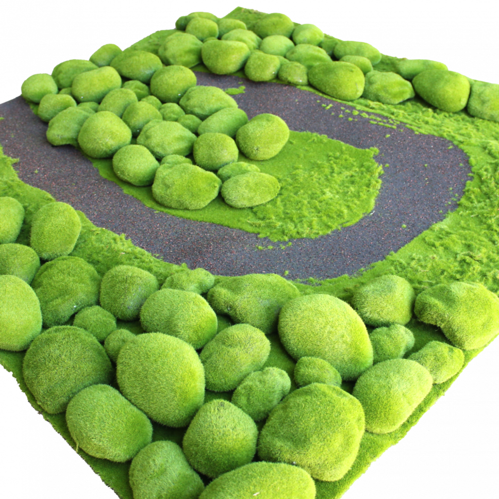 Мох искусственный Дизайн 12 "Камешки", ширина 1м, рулон 1м