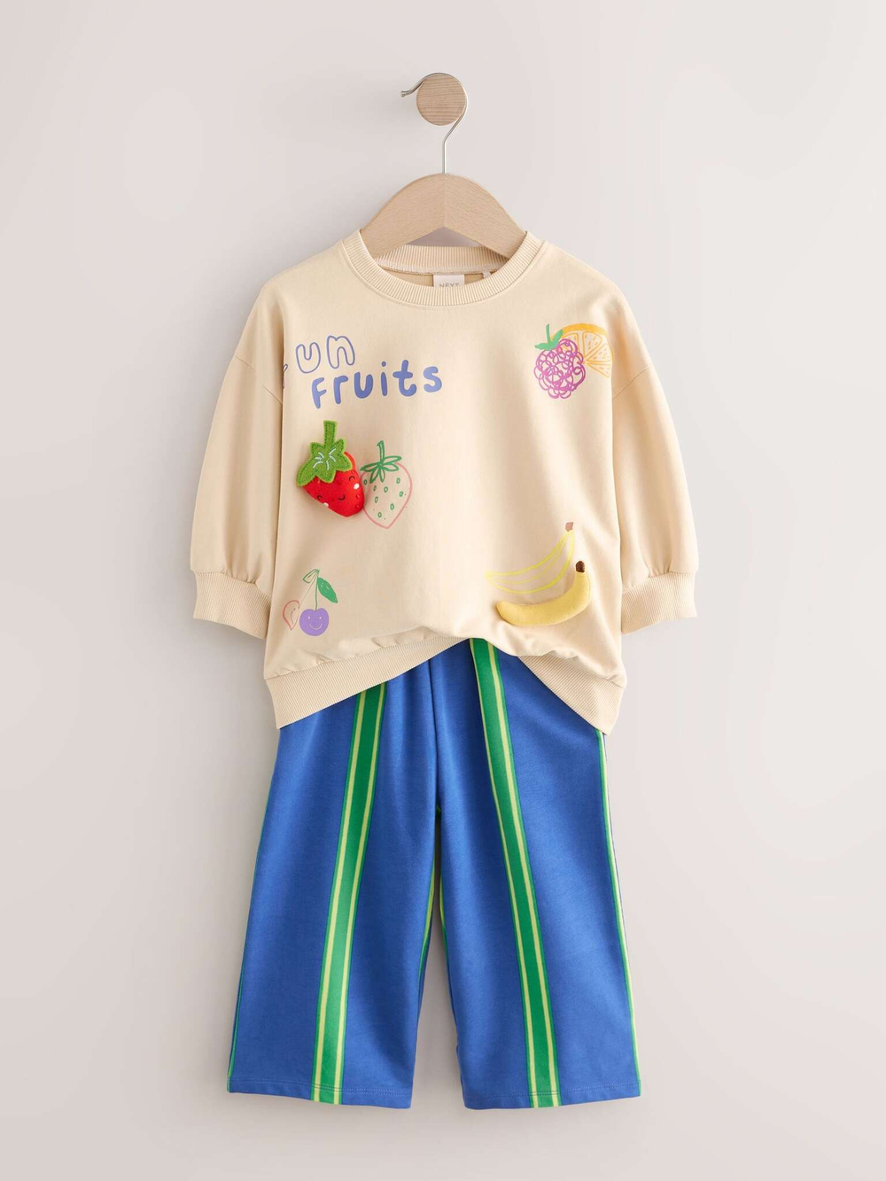Толстовка и брюки в комплекте для девочки Next E51-356, Бежевый, Синий