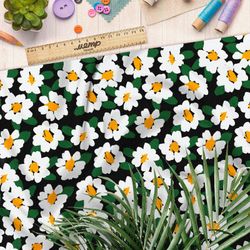 Ткань блэкаут цветы ромашки