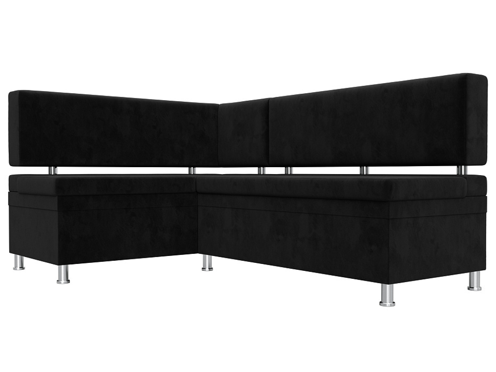 Диван кухонный угловой Стайл левый угол, Черный, Велюр, 111660L