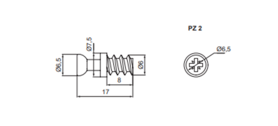 Шток-евровинт 8мм для стяжки эксцентриковой V20 и VG20, отделка цинк