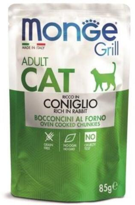 MONGE Grill Pouch Пауч для взрослых кошек с итальянским кроликом 0,085 кг