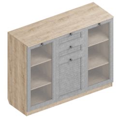 Комод 3 ств. с 2 ящ. "Филадельфия" ГФ-04 (дуб баррик/жалюзи серый), Велес