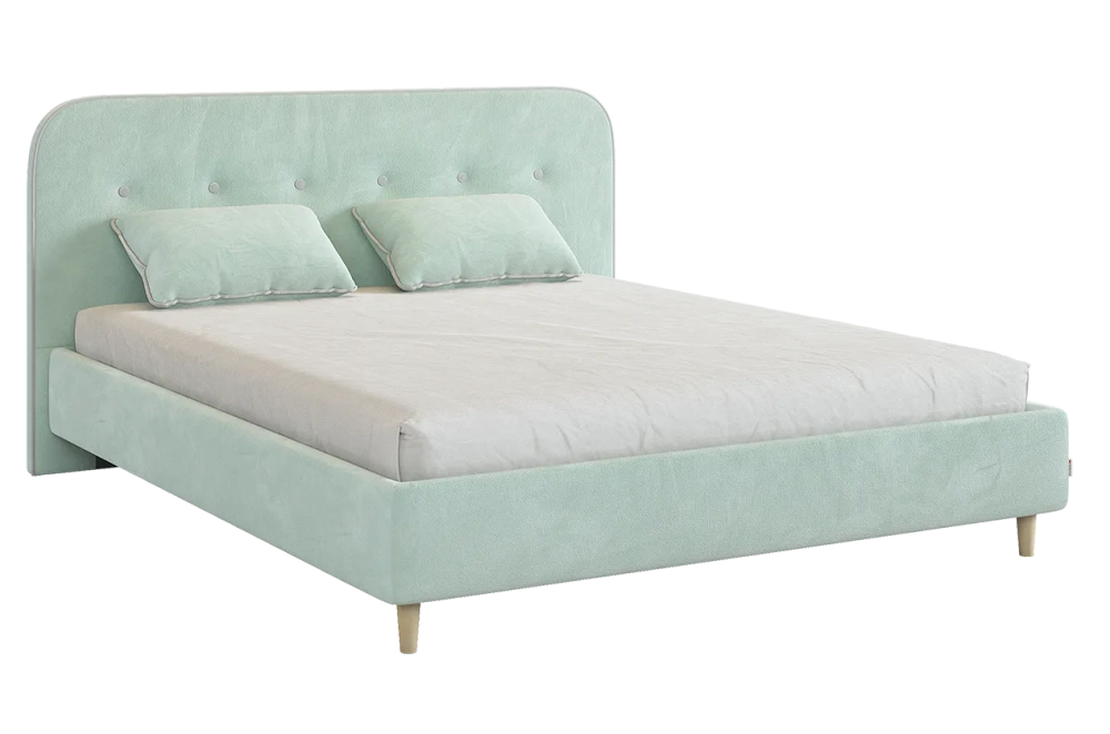 Кровать с основанием Лео 160х200 см (галька (велюр)/графит (велюр)), (графит (велюр)/галька (велюр)), (латте (велюр)/капучино (велюр)), (мята (велюр)/галька (велюр)), (топаз (велюр)/галька (велюр))