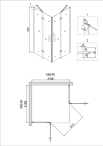 Душевое ограждение Niagara Nova NG-6814-08ВLACK (100х100х195) квадрат,черный,двери распашные,стекло прозрачное,1 место
