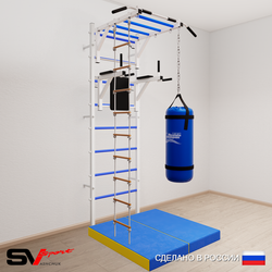 Шведская стенка Sv Sport усиленная 6425 (Турник рукоход/Брусья/Лестница/Цепь/Мешок 15кг/Мат 1м)
