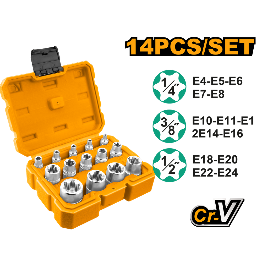 Набор торцевых головок E-профиль INDUSTRIAL