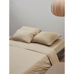 Простыня из стираного перкаля бежево-серого цвета из коллекции essential, 240х270 см