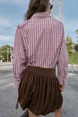 ZARA РУБАШКА В КЛЕТКУ, РОЗОВЫЙ/БЕЛЫЙ