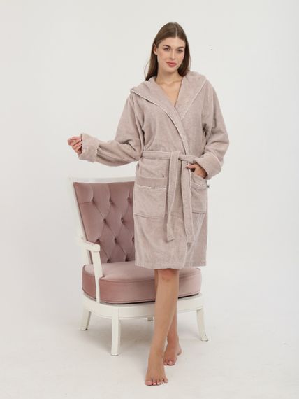 Халат женский махровый бежевый AYKA HOME