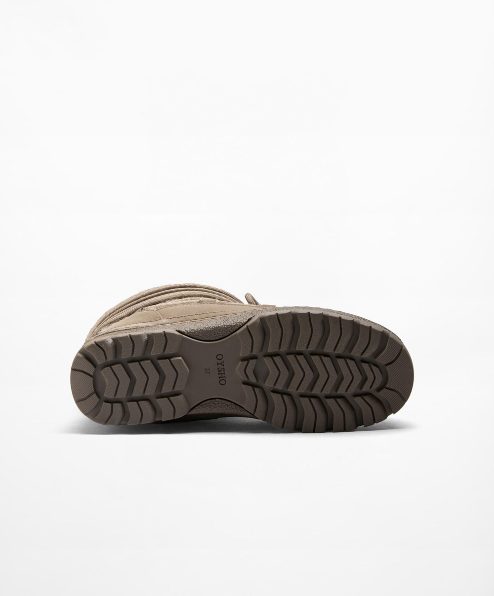 OYSHO Трикотажные сапоги на шнуровке, серовато-коричневый