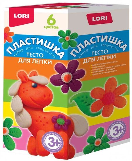 Тесто для лепки Пластишка 6 цветов