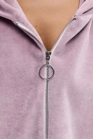 Худи на молнии из велюровой ткани пудрового цвета