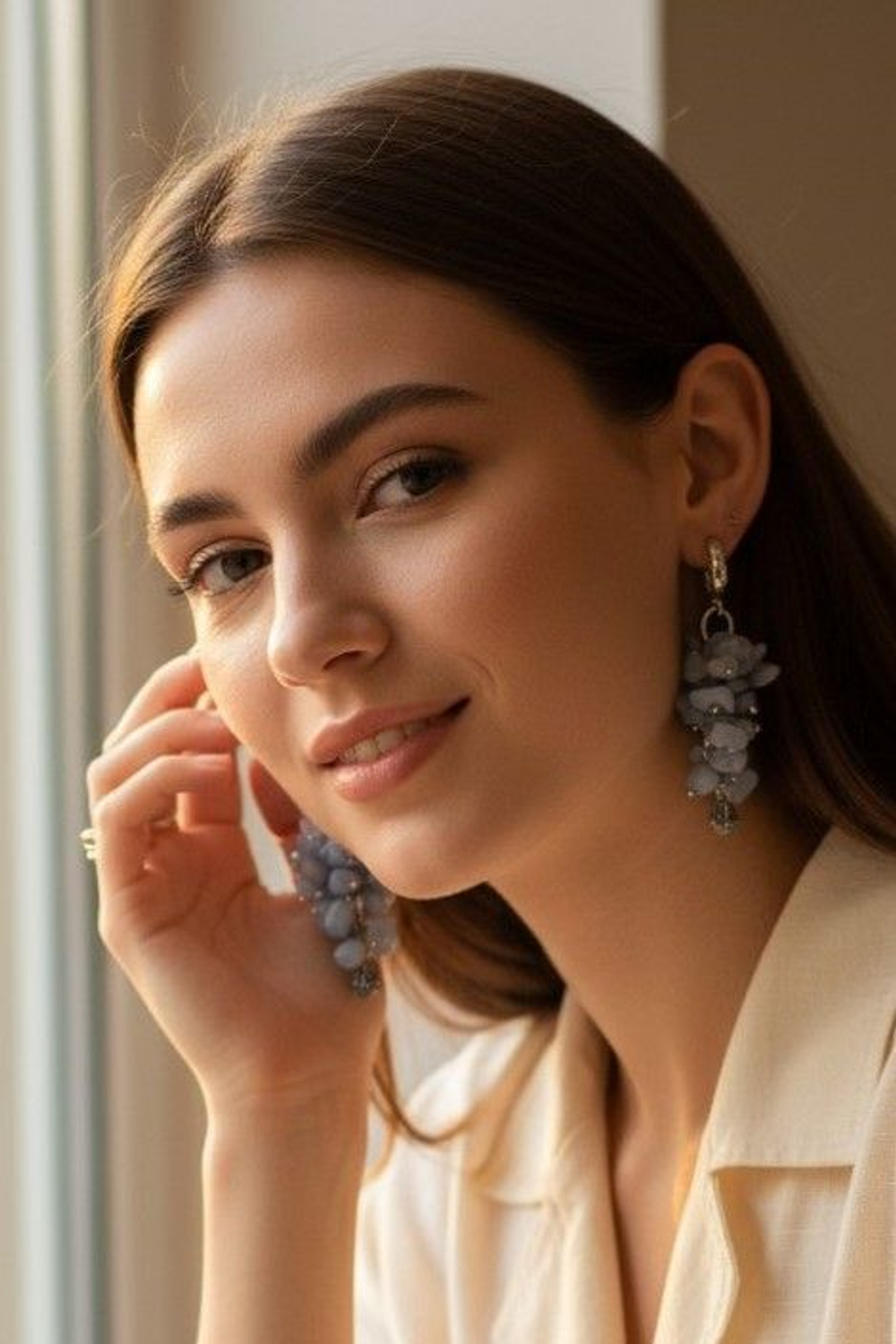 Серьги грозди из Ангелита