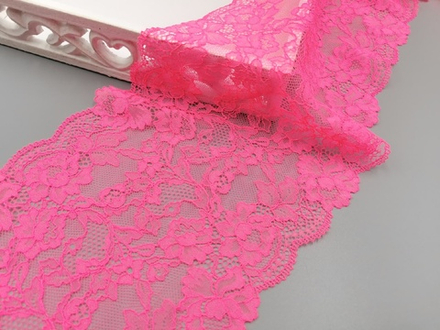 Эластичное кружево, 17,5см, ярко-розовое, (Арт: EK-2729), м