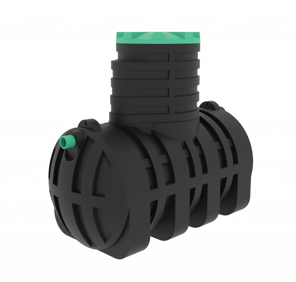 Септик переливной Мультпласт Термит Профи+ 2.0 S 2000 л. горизонтальный / 800 л. в сутки / 3-4 чел. / самотечный сброс (2150x1100x1915см;99кг;черный) - арт.555453