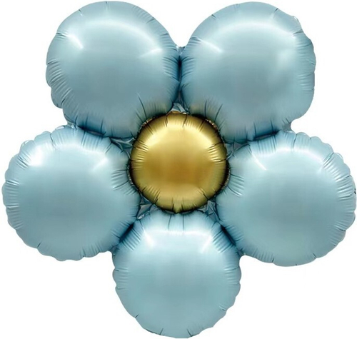 Шар (18''/46 см) Цветок, Ромашка (надув воздухом), Голубой, Сатин, 1 шт. в уп.