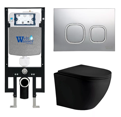 Унитаз с инсталляцией WeltWasser AMBERG 497 + MERZBACH 043 MT-BL + AMBERG RD-MT CR