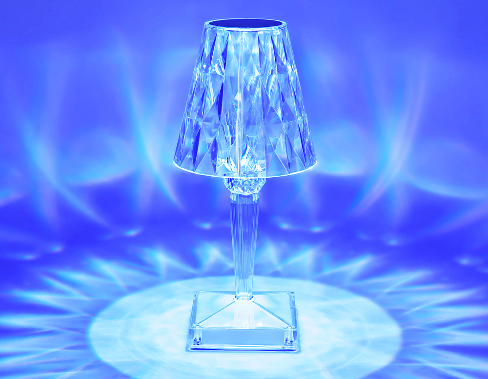 Настольная светодиодная лампа с сенсорным выключателем и пультом DE8057 CL прозрачный LED RGB 3W