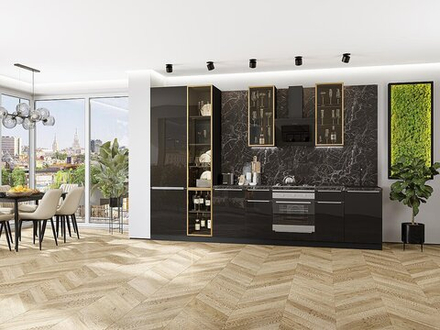 Прямая модульная кухня Фьюжн-08 Anthracite - Graphite 2340*3400*600