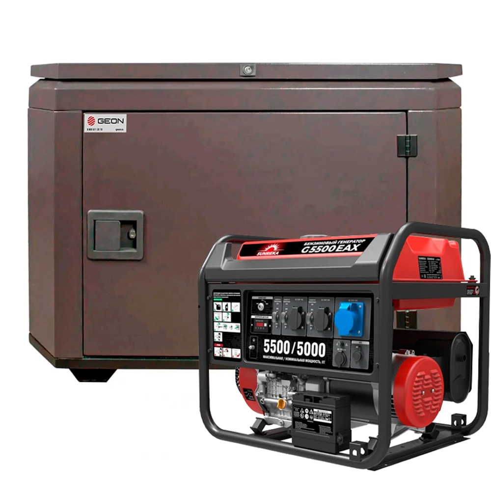 Генератор бензиновый SUNREKA G5500EAX с кожухом Geon 1200 RAL 8019