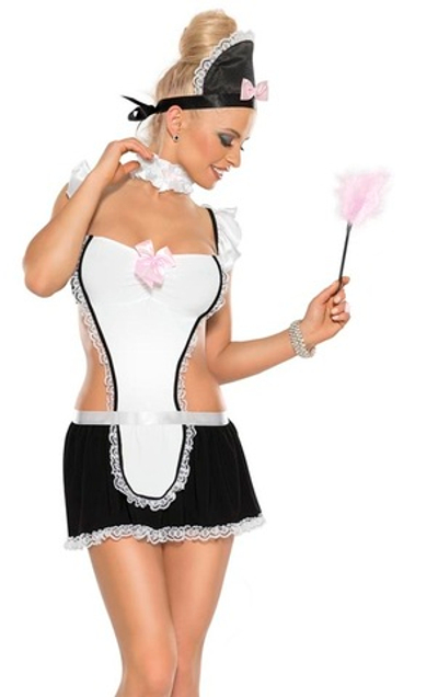 Костюм застенчивой горничной из 3 предметов (Размер: XL-XXL) (Цвет: черный с белым)