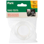 Скотч 2-х сторонний многоразовый прозрачный, 2м ширина 1,5см