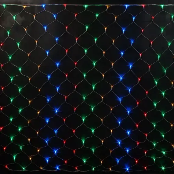 Светодиодная сетка 2*1.5 м., 220V, 192 разноцветные LED лампы, прозрачный провод, Rich LED (RL-N2*1.5-T/M)