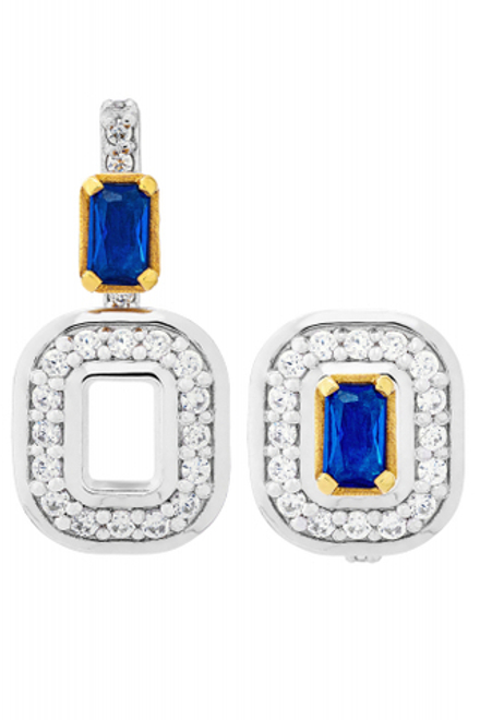 Серьги из серебра со вставками из выращенной шпинели и бесцветных фианитов