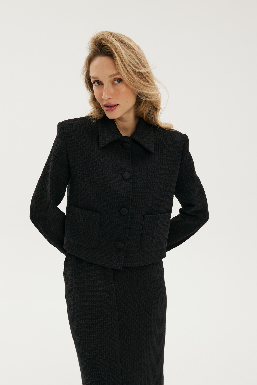 Жакет черный твидовый