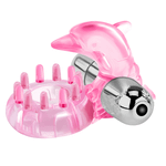 Розовое эрекционное виброкольцо-дельфин 3,8см Baile Love Dolphin Ring BI-010133-1
