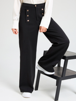 Брюки утепленные для девочки палаццо с декоративными пуговицами