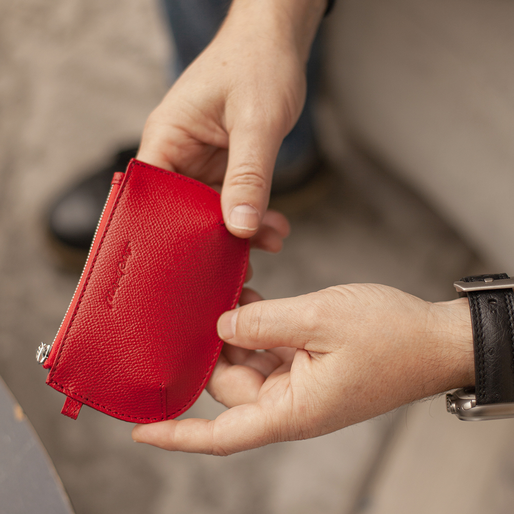 Ключница-кошелек Chatelain из кожи сафьяно, красного цвета