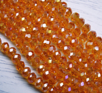 БП007ДС68 Хрустальные бусины "рондель", цвет: оранжевый AB прозрачный, 6х8 мм, кол-во: 39-40 шт.