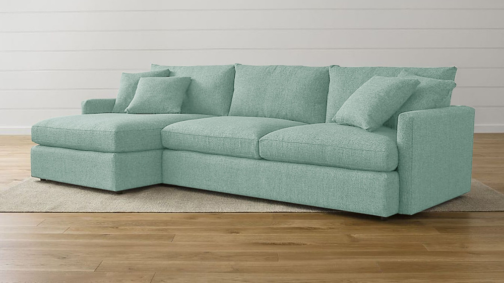 Диван с оттоманкой Стелф Strong Plus 07 215*153*90 см, Бирюзовый Рогожка Еврокнижка Фиеста