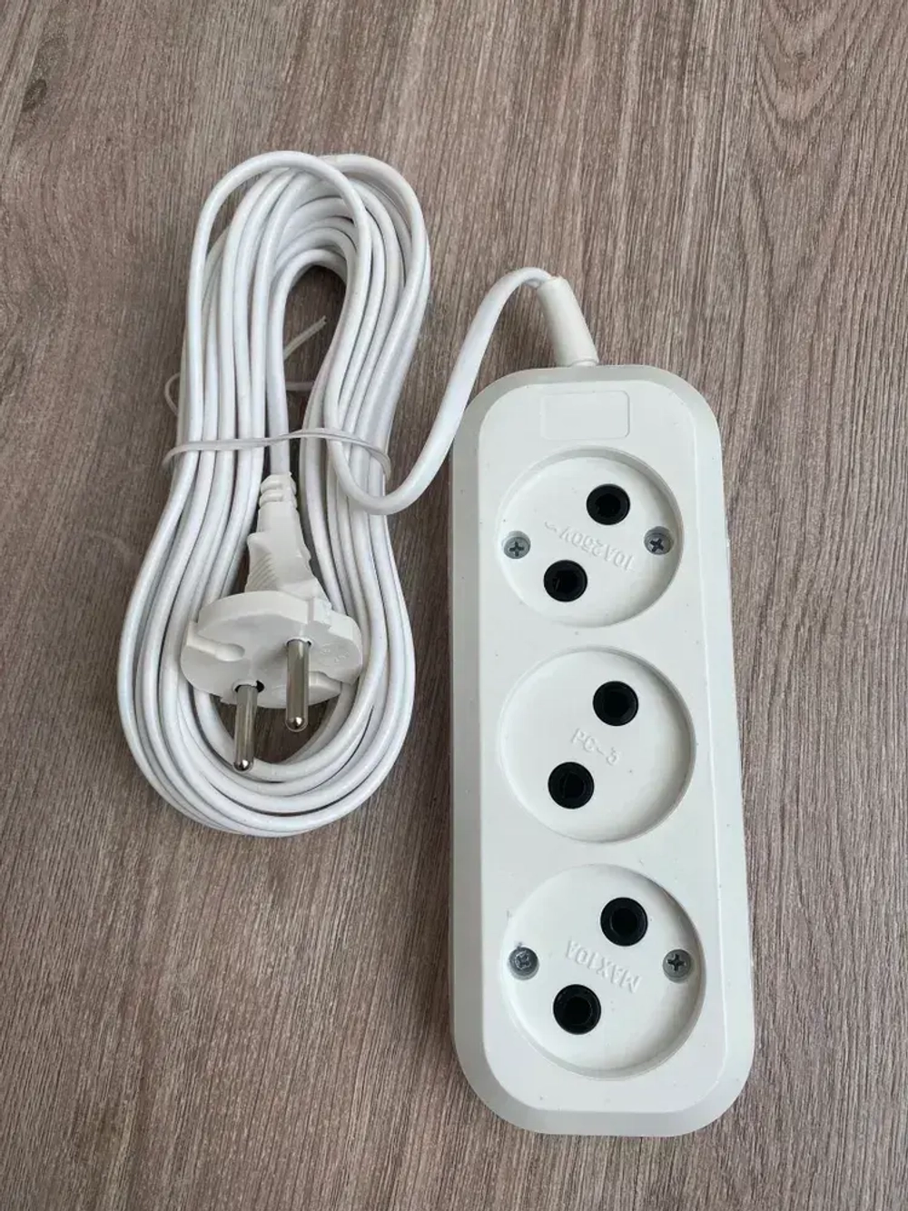 Электрический удлинитель тройник Obihod обиход ШВВП, 7м, белый, 6A