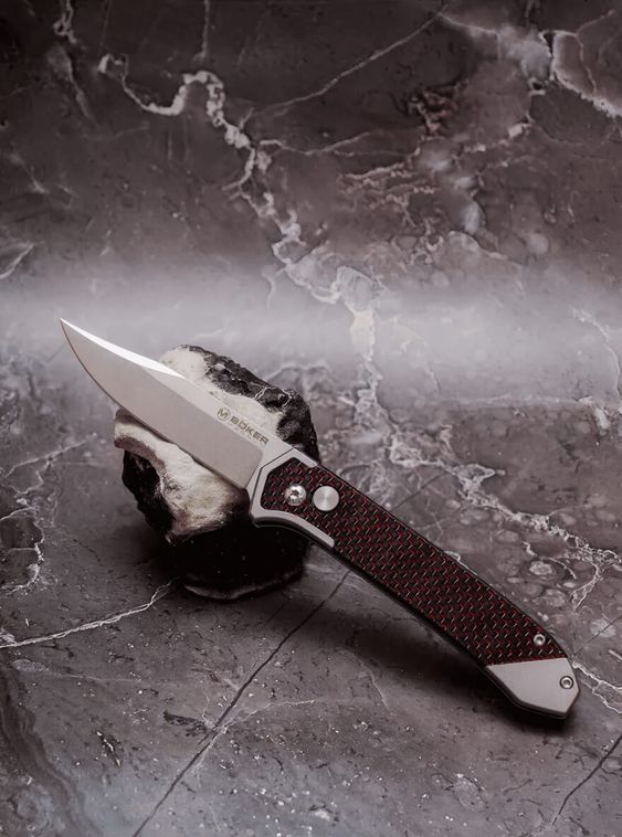 Тактический складной автоматический нож BOKER MAGNUM Черный в красную точку
