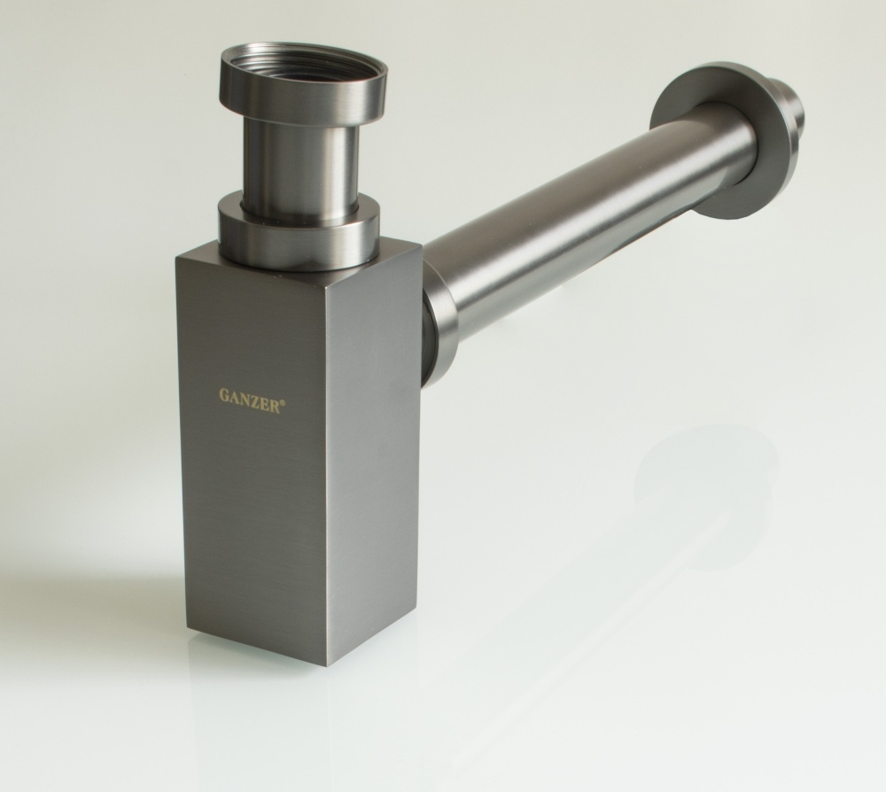 Сифон МЕТАЛЛ. КВАД. (ГРАФИТ) GANZER (20/1шт)