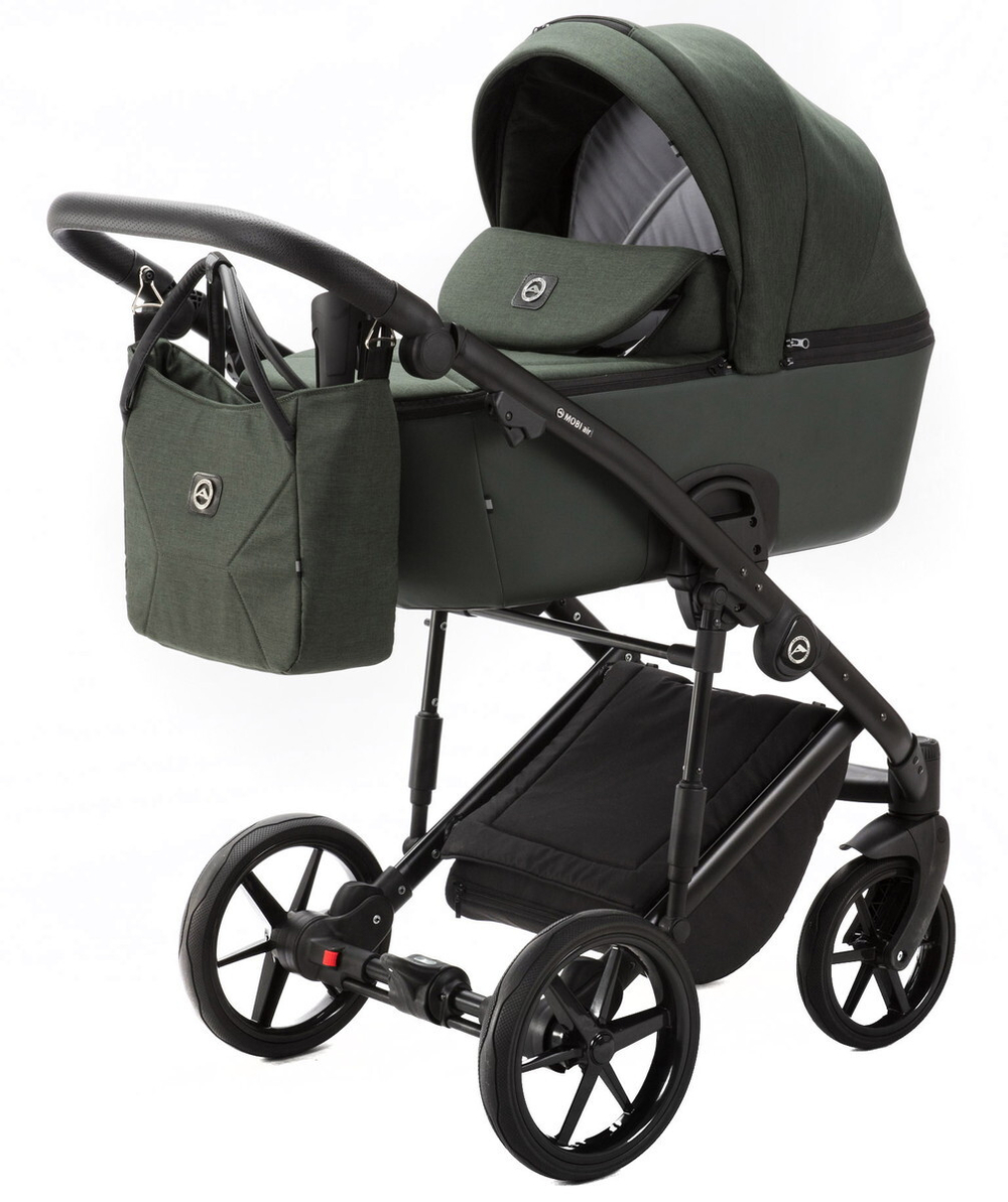 Детская коляска Adamex Mobi 2 в 1 M-PS98 (Т.ЗЕЛЕНЫЙ+Т.ЗЕЛЕН. КОЖА)