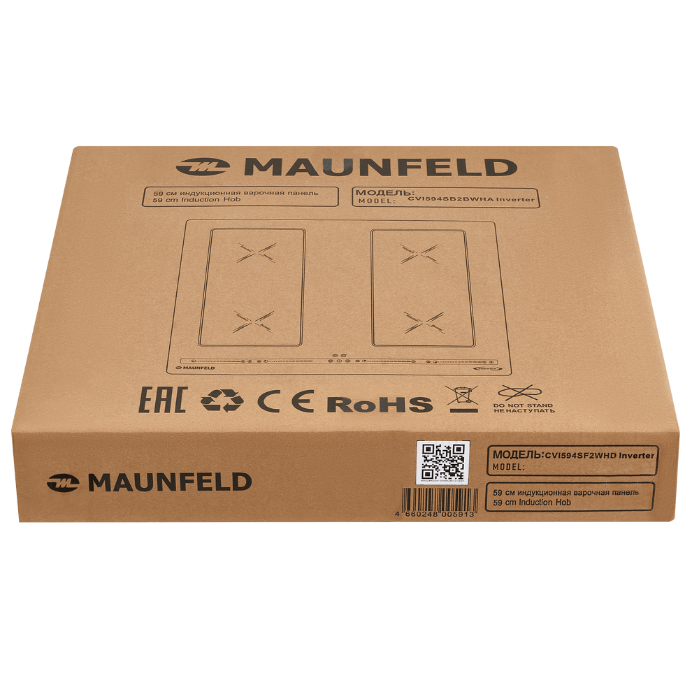 Индукционная варочная панель с объединением зон Bridge Induction MAUNFELD CVI594SB2WHA Inverter