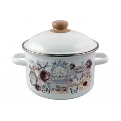 Кастрюля эмалированная 3,0л цилиндр Roses