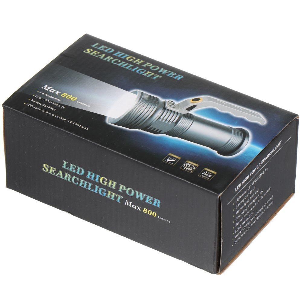 Фонарь ручной, встр акк, зар от сет220В, зар от сети авто, режим SOS