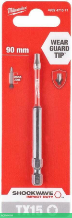 Бита Milwaukee Shockwave TX15 90мм (4932471571)